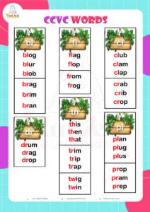 CCVC Words List – Phonics Worksheet for Consonant Blends